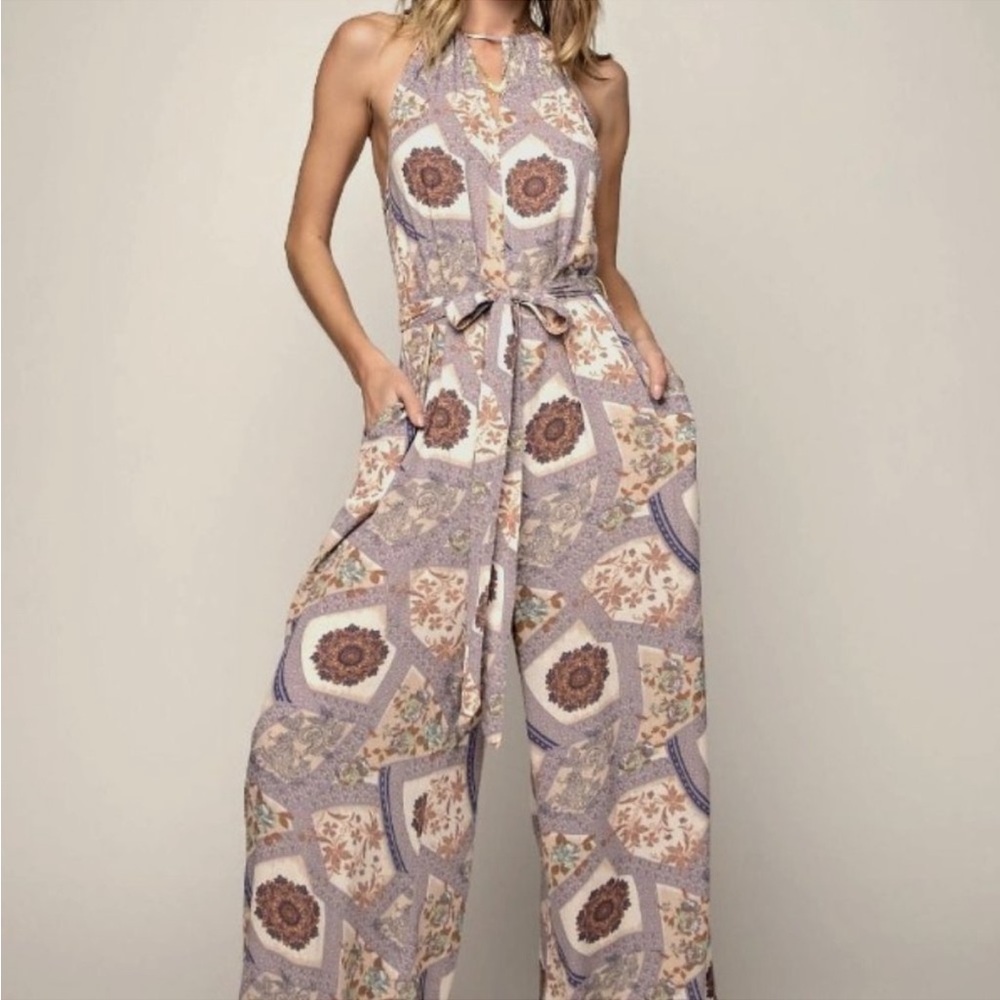Easel L. Women's Printed Rayon Crepon Cami Jumpsuits NWT